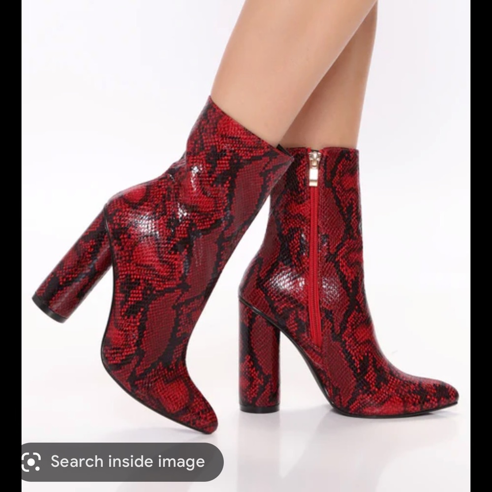 Snakeskin booties
